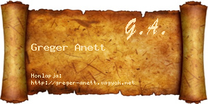 Greger Anett névjegykártya